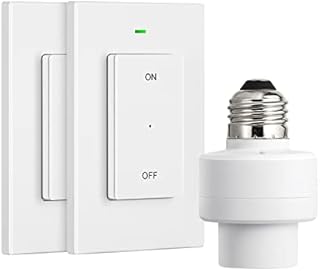 DEWENWILS Remote Control Light Bulb Socket E26 E27 Base, Wireless Light Switch for Light Lamp Fixtures, No Wiring Needed, ETL Listed, 2 Wall Mounted Switch and 1 Bulb Socket
