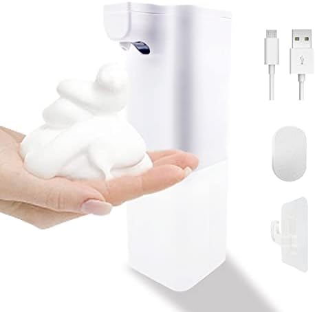 Automatic Touchless Foaming Soap Dispenser Rechargeable Electric Naomimeier Hands-Free No Touch Infrared Motion Sensor Soap Dispenser Pump for Kids Bathroom Kitchen Office Hotel Countertop 12oz/350ml