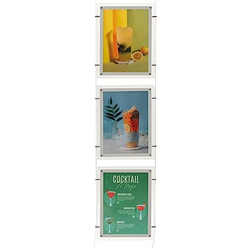 Image of 3Pcs Acrylic Backlit Picture Frames, A3 Landscape Window Hanging Detachable Backlit Picture Frame Backlit LED Frame LED Light Box Advertising Display for Movie Theaters, Promotions