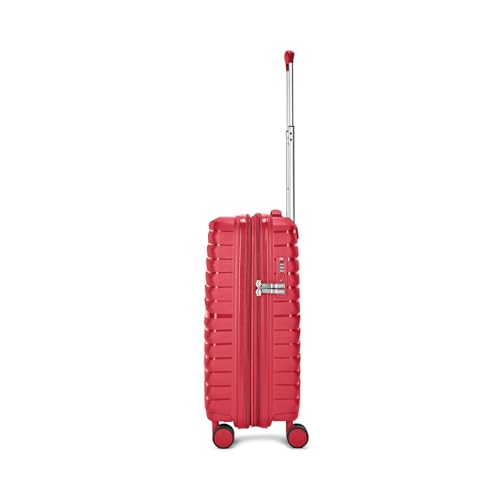 Image of Skybags Cabin Polypropylene Float Max Trolley Bag - Small, 55cms | Premium Hard-Sided Luggage for Travel with Smooth 8 Wheels Double Spinner & Flushed TSA Lock - Red