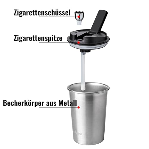 Kaffeebecher Wasserpfeife, Metalltasse Tragbare Bong mit Rauchpfeife, Edelstahltasse Reisebong, enthält 1 Metall-Rauchschalen, Silber Mini Bong