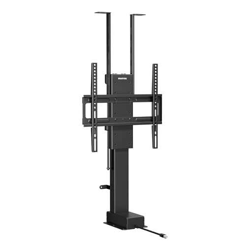 monTEK Motorisierter TV Lift zum Einbau für 32-48 Zoll Fernseher bis 60kg TV Deckenhalterung Elektrisch/Bodenständer mit Funkfernbedienung Tuya-App+Voice Control Höhenverstellbar VESA 400x400 mm