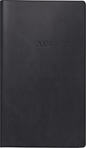 BRUNNEN Weekly calendar model 758 2024, 1 page = 1 week, sheet size 8.7 x 15.3 cm, black, 8,7 x 15,3 cm