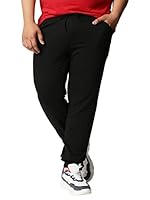 Bewakoof Men's Solid Cotton Blend Plus Size Joggers - Regular Fit Black