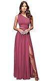 MRECA Desert Rose One Shoulder Bridesmaid Dresses for Women 2023 Chiffon A line Formal Prom Dress with Slit Size 2