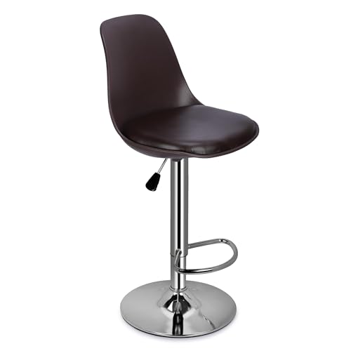 Image of DPI Modern Height Adjustable and 360 Degree Revolving Bar Stool | Kitchen Chair Suitable for Kitchen Cafeteria Dining Office Shops | (1, Brown)