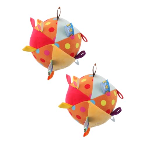 Toyvian 2 Piezas De Campana De Peluche para Bebé Pelota De Peluche Suave con Cascabeles Pelota De Desarrollo Montessori para Bebé con Etiquetas Pelota Sensorial De Peluche Educativa