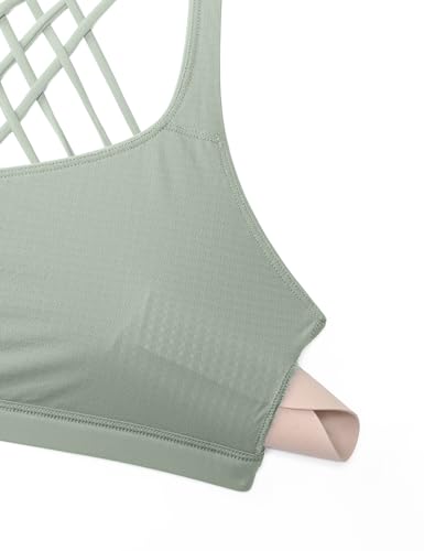 Image of CRZ YOGA Naked Feeling Strappy Sports Bras for Women - Criss Cross Back Wireless Padded Cami Yoga Workout Top