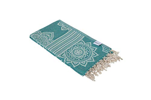 Infusezen 100% Cotton Peshtemal, Reversible Turkish Towel For The Bath, Beach Or Pool, Thin Fouta Towel For Travel, Gym, Yoga, Spa, 68 Inches X 37 Inches (Sea Green) #TOP4