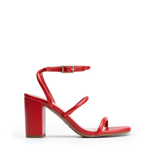 Image of DREAM PAIRS Women Heels Chunky Square Open Toe Strappy Ankle Strap Block High Heeled Sandals for Dressy Wedding Comfortable Shoes