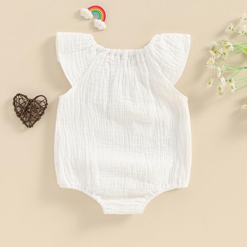 Mubineo Baby Girl Boy Summer Cotton Linen Romper Clothes Basic Plain Ruffle Sleeveless Comfy Rompers Newborn Tops4