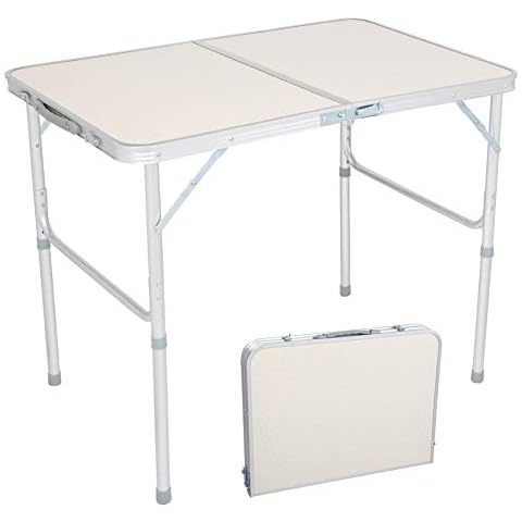 Lovinland Aluminum Folding Table, Portable Camping Table 3 Foot Lightweight Foldable Table for Party Picnic Dining Outdoor Indoor Use Cover