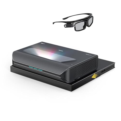 Image of NexiGo Aurora Pro MKII with Official AS200 Motorized Sliding Tray and 3D Glasses, 4K Tri-Color Laser UST Projector, Dynamic Iris & Laser Dimming, 0.21:1 Throw Ratio, Dolby Vision & Atmos