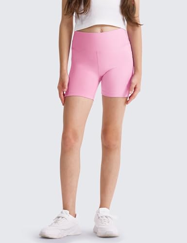 Image of 3 Pack Girls 4'' High Waisted Biker Shorts, Athletic Yoga Shorts | Easy to change & wash, Machine Washable, Buttery Soft Stretchy Fabric, Squat Proof, Non-See-Through, Size Kids & Teens