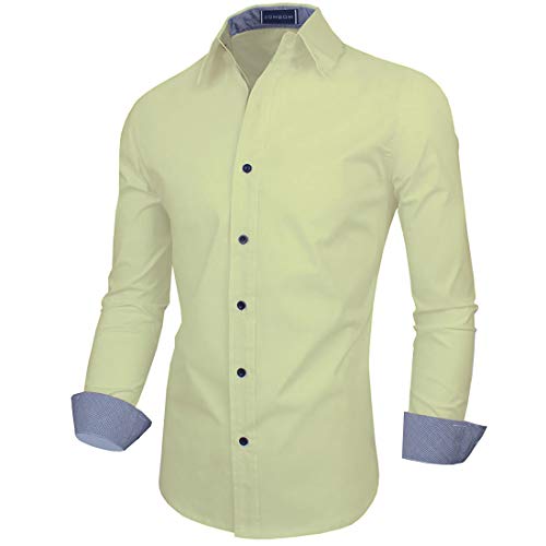 Image of Zombom Men's Solid Cotton Blend Regular Fit Full Sleeve Collared Neck Casual Shirt for Men