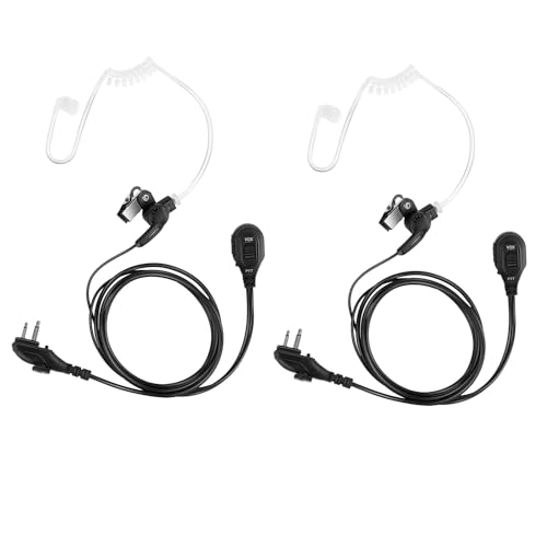 Undercover VOX Radio Earpiece with Ptt Mic Walkie Talkie Acoustic Headset for Hyt Hytera 2 Pin BD402i BD502i BD612i BD 500 510 550 610 EAM12（2Pack)