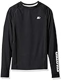 Starter Boys' Long Sleeve Logo Light-Compression Athletic T-Shirt, Amazon Exclusive, Black, XL (16/18)