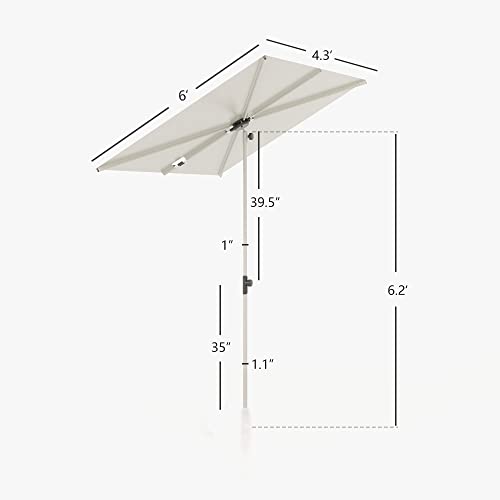 Grand Patio Balcony Umbrella, Jena 6X4 Ft Outdoor Umbrella, Rectangular Flat Canopy Versatile Patio Shade With 360 Degree Roating Knob For Deck Apartment thumb #8
