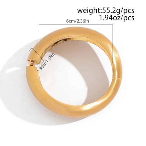LIU JUN 4pcs Chunky Gold Bangle Bracelets For Women, Trendy 14k Gold Plating Irregular Stack Set Cuff Bracelets Unique Minimalist Gift Jewelry4