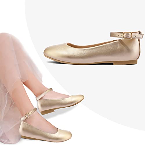 K Komforme Girl's Ballerina Flat Ankle Strap Dress Ballet Flat Shoes (Toddler/Little Kid/Big Kid) For Wedding Party School #TOP5