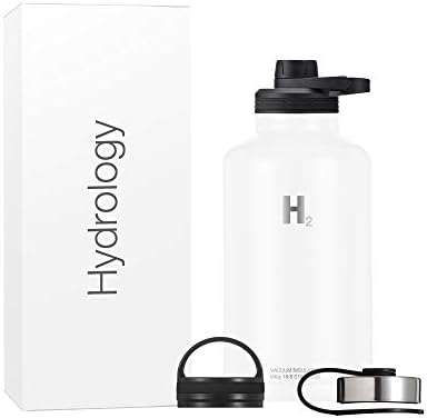 Sport Water Bottle 3 LIDS (Straw Lid & Spout Lid) | Double Wall Vacuum Insulated Stainless Steel Wide Mouth | Sports Hot & Cold Leak Proof Sweat Free Thermos (32 oz, White)
