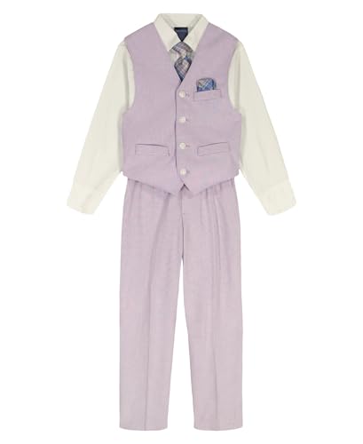 Image of Nautica Boys' 4-piece Formal Suit Set with Vest, Pants, Collared Dress Shirt, and Tie