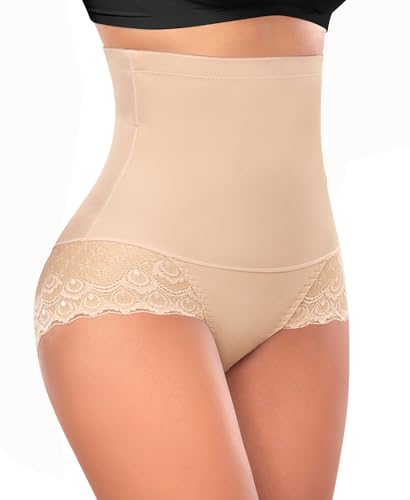 Image of Werena Tummy Control Shapewear Panties for Women High Waisted Shaping Underwear Lace Body Shaper Girdle