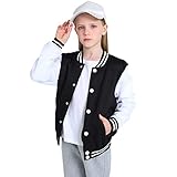 Yuji Itadori Girls Varsity Jacket Boys Baseball Jacket Bomber Outwear Long Sleeve Sweatshirt Fleece Coat Warm Outwear (Black 14 Years)
