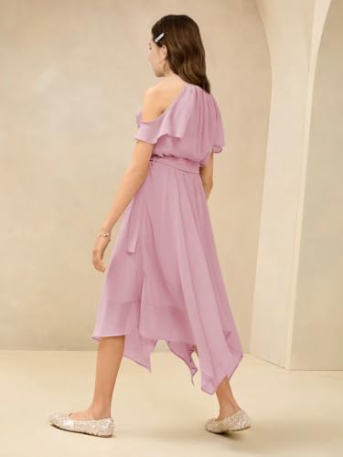 MCieloLuna Ruffle Chiffon Junior Bridesmaids Dresses Irregular Summer Boho Flower Girl Dress Halter Dance Party Sundress2