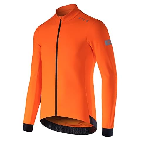 Men's Cycling Winter Thermal Jacket Long Sleeve Windproof Bike Jacket Bicycle Fleece Jackets Coat, Orange, XX-L Cover