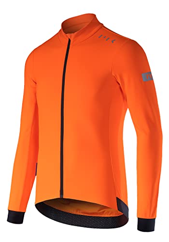 Herren Radfahren Winter Thermojacke Langarm Winddicht Fahrradjacke Fahrrad Fleecejacken Mantel, Orange, X-Large Cover