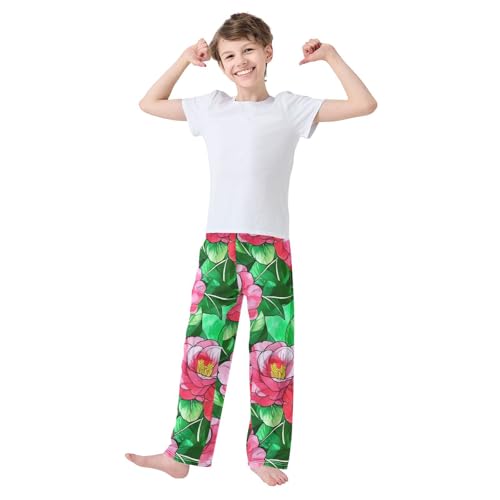 J JOYSAY Camellia Foliage Artwork Pajamas Pants Soft Long Pajama Bottoms Lounge Sleep Pants Size S-XL3