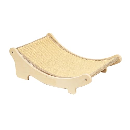 Cat Hammock Bed, Wooden Elevated Cat Scratcher Bed for Indoor Cats, Easy to Assemble, Multifunctional Cats Scratching Hammock for All Seasons