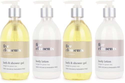 Image of Kimirica Five Elements Shower Gel and Moisturizing Body Lotion Bath Care Duo | Enrich with Goodness of Aloe and Glycerine for men & women 100% Vegan (300ml | 300ml) (Pack of 2)