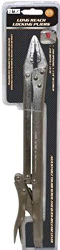 15" Long Reach Locking Pliers,Adjustable Thumb Screw And Quick-Release Lever- Durable High Carbon Steel Construction With Zinc-Plated Finishing To Resist Rust & Corrosion #TOP29