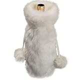 Christmas Wine Bottle Cover Bags White Faux Fur Christmas Bottle Cover Bag with Drawstring Wine Bag for Christmas Home Table Decorations