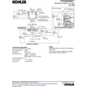 K-1728-96 - Fregadero de baño para montaje en pared 3
