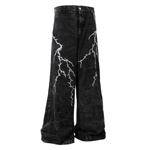 Men's Fashion Wide Leg Baggy Jeans Embroidered Vintage Washed Loose Fit Cargo Long Denim Pants Streetwear4
