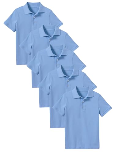 Image of Galaxy by Harvic Polo Shirt for Boys - 5 Pack School Uniform for Boys, Tagless Cotton Blend - Soft Comfortable Everyday Wear