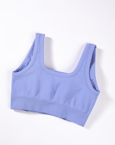 Image of AUROLA Power Womens Square Back Basic Sports Bra - Square Neck Padded Low Impact Yoga Bra Workout Crop Top