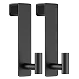 WUIVIUT T-Shaped Over Door Hooks - Fits Wooden & Metal Doors Less Than 1.77' Wide,Door Hanger for Office,Bedroom Heavy-Duty Stainless Steel Doors(T Shape 2 Pack, Fits 1-3/4'' Thick)