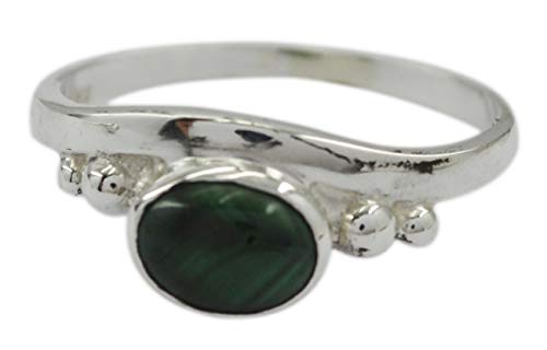 Bague malachite naturelle argent 925 accessoire style bohème