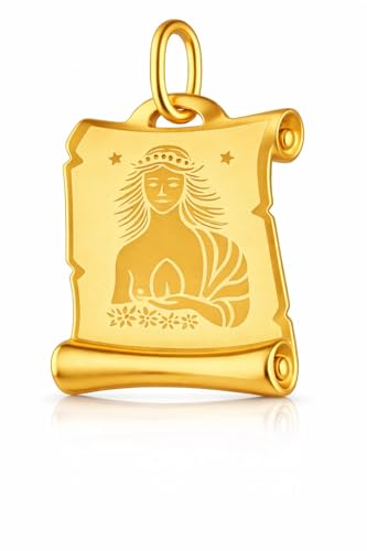 Colgante de oro sin alergias de 14 quilates Rodium signo zodiacal pureza 585