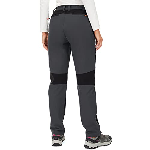 Womens Hiking Snow Pants Winter Fleece Waterproof Windproof Lined Insulated Outdoor Camping Travel Slim Cargo Ski Pants #H4408-Grey-26 #TOP1