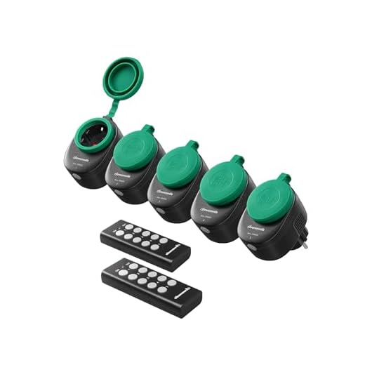 DEWENWILS Funksteckdosen mit Fernbedienung Aussen, 16A 3680W Programmierbare Steckdosen, IP44, 5er Funkstecker für Feiertagsdeko, 30 M Reichweite, Schwarz