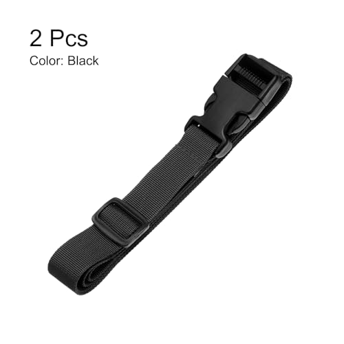 Image of HARFINGTON 2pcs Luggage Straps 1 inch x 118 inch Utility Multi-Purpose Luggage Connector Strap Nylon Adjustable Suitcase Belt with Buckle for Travel Outdoor Bag Luggage Packing Accessories, Black