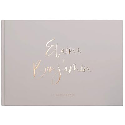 DeinWeddingshop Deluxe Hochzeitsgästebuch - personalisiert & veredelt - Gästebuch zur Hochzeit, Hardcover in Gold, Rosé-Gold, Silber oder Kupfer, 104 Seiten in A4 quer