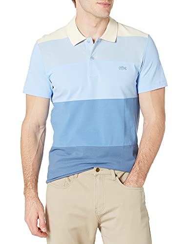 Lacoste Men s Short Sleeve Regular Fit Ombre Colorblock Lightweight Pique Polo Shirt, King TURQUIN Blue-NATTIER Blue 07E-Chambray-Naturel Clair, 3XL