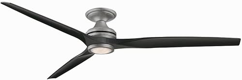 Miniatura 9 de Spitfire - Ventilador de techo empotrado de 3 aspas con kit de luz, 21.08 pulgadas de alto y 72 pulgadas de ancho, acabado de níquel cepillado,