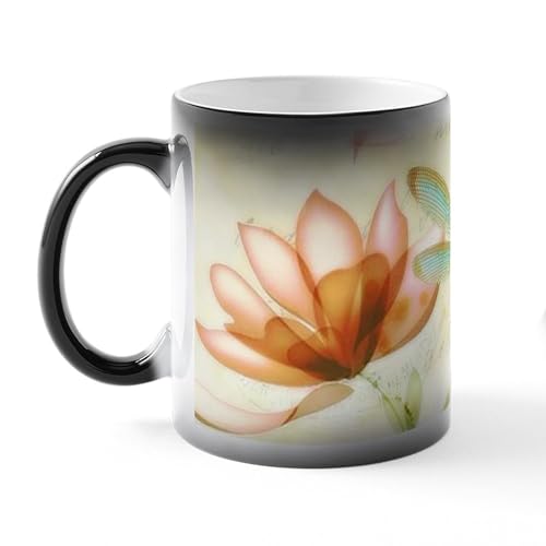 Taza Mágica de Cerámica 11 oz con Motivos de Flores y Libélula miniatura 2